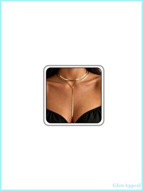 Gold Statement Choker Necklace Snake Chain Long Pendant Drop Y Shaped